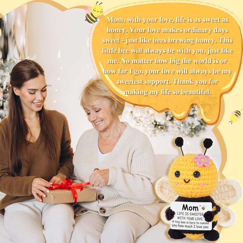 Gleevera Gifts for Mom from Daughter Son, Mom Gifts for Christmas Birthday - Cute Handmade Crochet Bee - Valentines Mother Day Bonus Step Mother In Law, I Love You Mama Present, Emotional Support Crochet Decor - Image 4