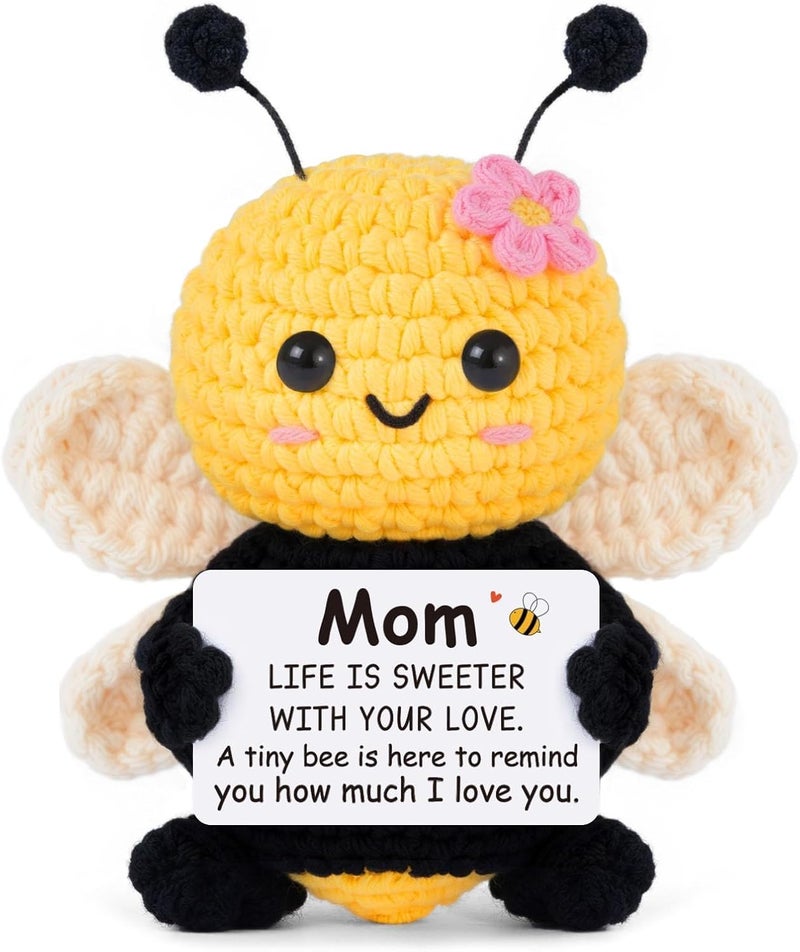 Gleevera Gifts for Mom from Daughter Son, Mom Gifts for Christmas Birthday - Cute Handmade Crochet Bee - Valentines Mother Day Bonus Step Mother In Law, I Love You Mama Present, Emotional Support Crochet Decor - Image 1