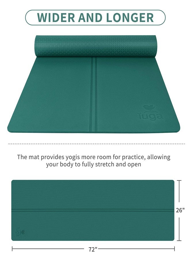 IUGA Eco Friendly Yoga Mat with Alignment Lines, Free Carry Strap, Non Slip TPE Yoga Mat for All Types of Yoga, Extra Large Exercise and Fitness Mat Size 72”X26”X1/4" - Image 4