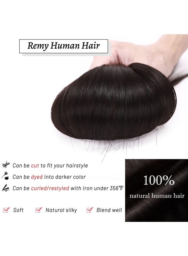 S-noilite One Piece Clip in Human Hair Extensions 5 Clips 3/4 Full Head Clip on Remy Hair Extension For Women Adding Hair Volume 16Inch 45g Natural Black - Image 3