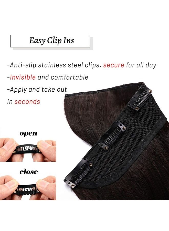 S-noilite One Piece Clip in Human Hair Extensions 5 Clips 3/4 Full Head Clip on Remy Hair Extension For Women Adding Hair Volume 16Inch 45g Natural Black - Image 4