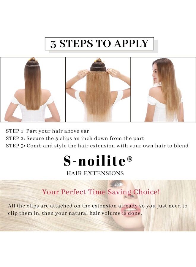 S-noilite One Piece Clip in Human Hair Extensions 5 Clips 3/4 Full Head Clip on Remy Hair Extension For Women Adding Hair Volume 16Inch 45g Natural Black - Image 5