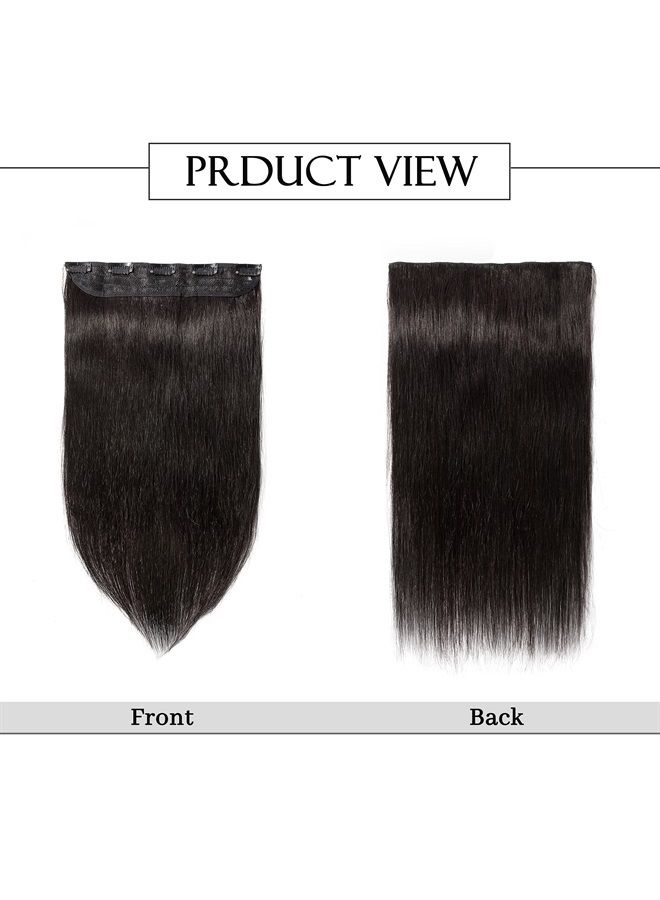S-noilite One Piece Clip in Human Hair Extensions 5 Clips 3/4 Full Head Clip on Remy Hair Extension For Women Adding Hair Volume 16Inch 45g Natural Black - Image 2