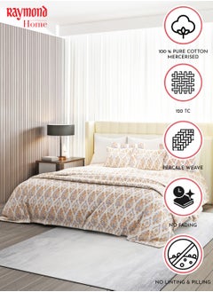 Raymond Raymond Home King Flat Sheet Bedsheet 140 Thread Count Luxirious Mercerised 100% Long Staple Cotton Bedding Printed Percale Weave Finish Bed Linen with 2 Pillow Case -Royal (274 * 274 CM)  - Image 3