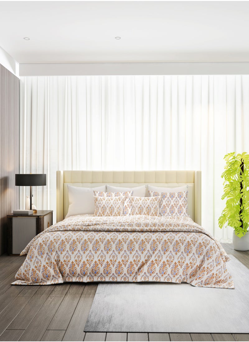 Raymond Raymond Home King Flat Sheet Bedsheet 140 Thread Count Luxirious Mercerised 100% Long Staple Cotton Bedding Printed Percale Weave Finish Bed Linen with 2 Pillow Case -Royal (274 * 274 CM)  - Image 5