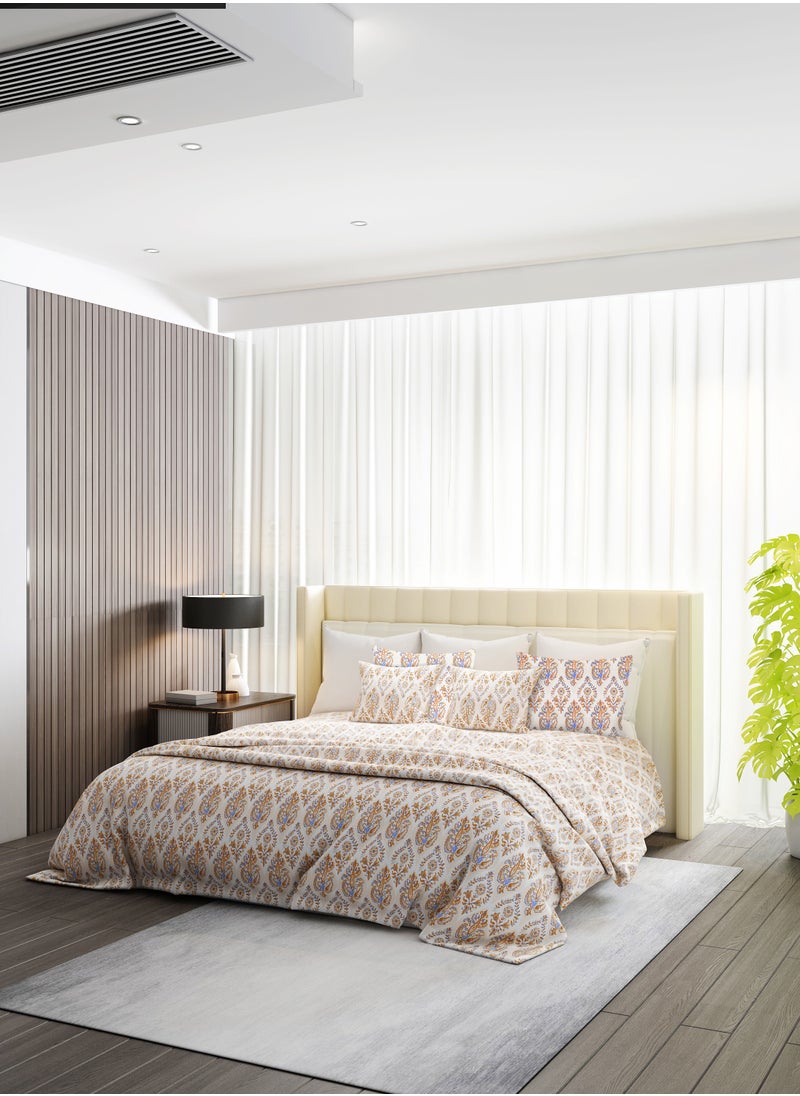 Raymond Raymond Home King Flat Sheet Bedsheet 140 Thread Count Luxirious Mercerised 100% Long Staple Cotton Bedding Printed Percale Weave Finish Bed Linen with 2 Pillow Case -Royal (274 * 274 CM)  - Image 1