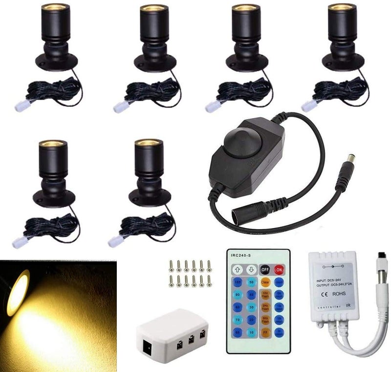 Jorunhe 1.5W LED Mini Surface Mounted Light Jewelry Cabinet Lamp Spotlight with Online PWM Dimmer(Pack-6,Warm White 3000k) - Image 1