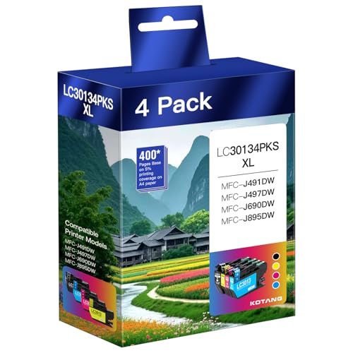 KOTANG LC3013 LC3011 Ink Cartridges Compatible for Brother LC3013XL LC3011 High Yield Work with Brother MFC-J497DW MFC-J491DW MFC-J895DW MFC-J690DW Printer (BK/CMY 4 Pack) - Image 1