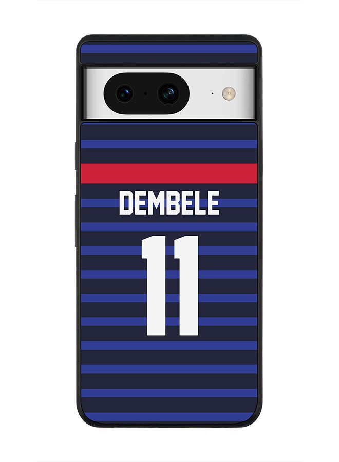 Stylizedd Rugged Black Edge case for Google Pixel 8, Custom Slim fit Flexible Anti Drop Thin Phone Case Cover - Football Team - France, Player Name - Dembele - Image 1