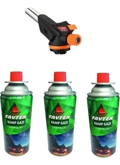 3 Cartridge Lighter Torch Set - Turbo Tourch Camping Picnic Torch Set [ tek]