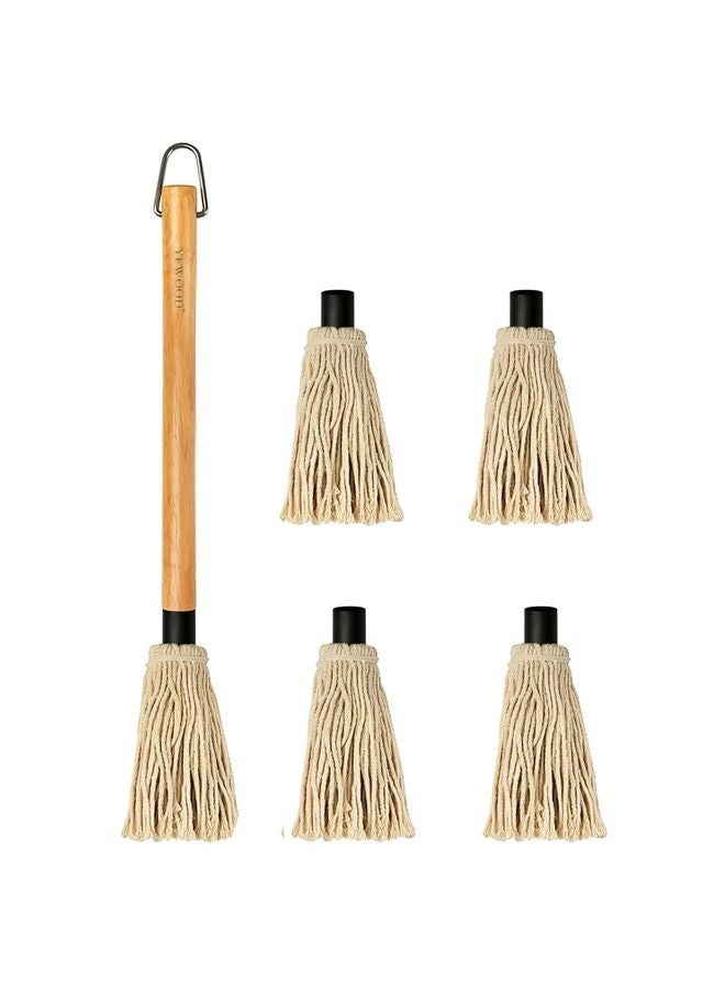 هومستر 18 بوصة شواء الممسحة الخشبية مقبض طويل مع 4 رؤوس بديلة إضافية لشرائح اللحم المدخن الشواء - Image 1