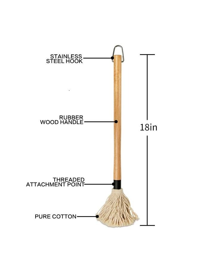 هومستر 18 بوصة شواء الممسحة الخشبية مقبض طويل مع 4 رؤوس بديلة إضافية لشرائح اللحم المدخن الشواء - Image 3