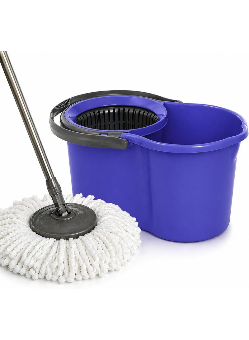 360° Turkish Made Spin Mop with Squeezer Bucket | Microfiber Floor Mop with Adjustable Stick 88-110cm for Ceramic Marble Cleaning (Purple) - Image 1