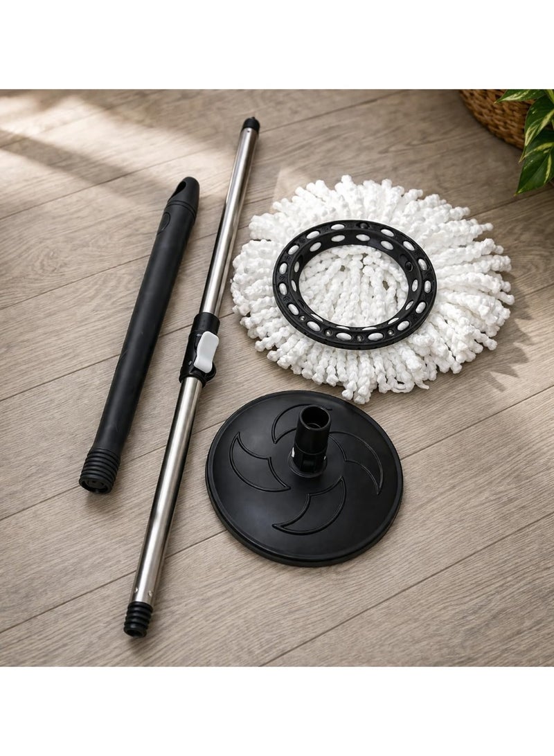 360° Turkish Made Spin Mop with Squeezer Bucket | Microfiber Floor Mop with Adjustable Stick 88-110cm for Ceramic Marble Cleaning (Purple) - Image 5