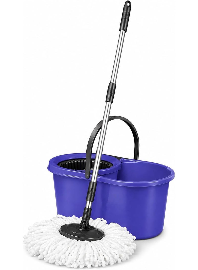 360° Turkish Made Spin Mop with Squeezer Bucket | Microfiber Floor Mop with Adjustable Stick 88-110cm for Ceramic Marble Cleaning (Purple) - Image 4