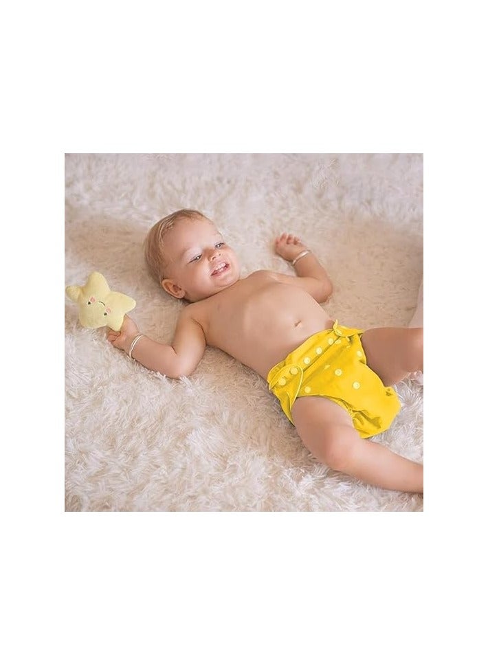 Adjustable Cotton Pocket Diapers Reusable Washable for Babies, Infants and Toddlers 0-3 Years (yellwo)  - Image 2