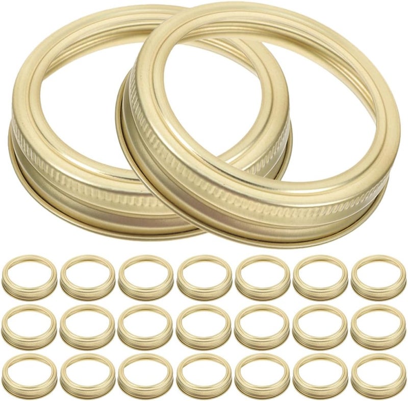 24pcs 70mm Wide Mouth Mason Jar Lid Bands Gold Tinplate Canning Jar Sealing Rings Reusable Screw Bands for Home Food Storage and Kitchen Canning - Image 1