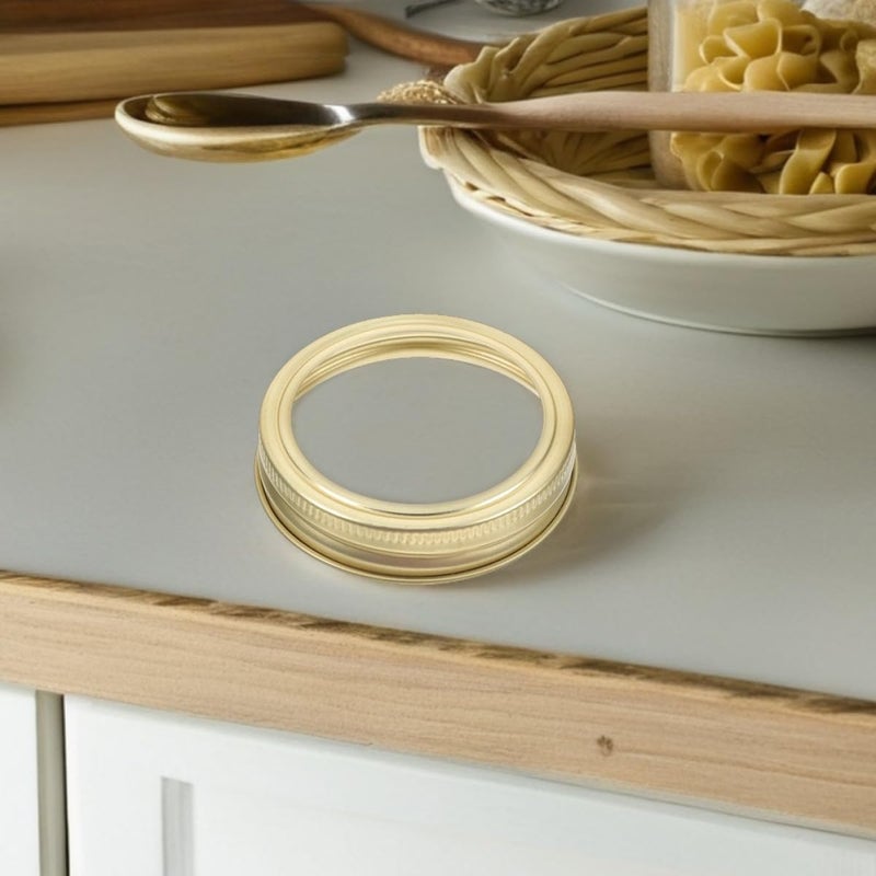 24pcs 70mm Wide Mouth Mason Jar Lid Bands Gold Tinplate Canning Jar Sealing Rings Reusable Screw Bands for Home Food Storage and Kitchen Canning - Image 5