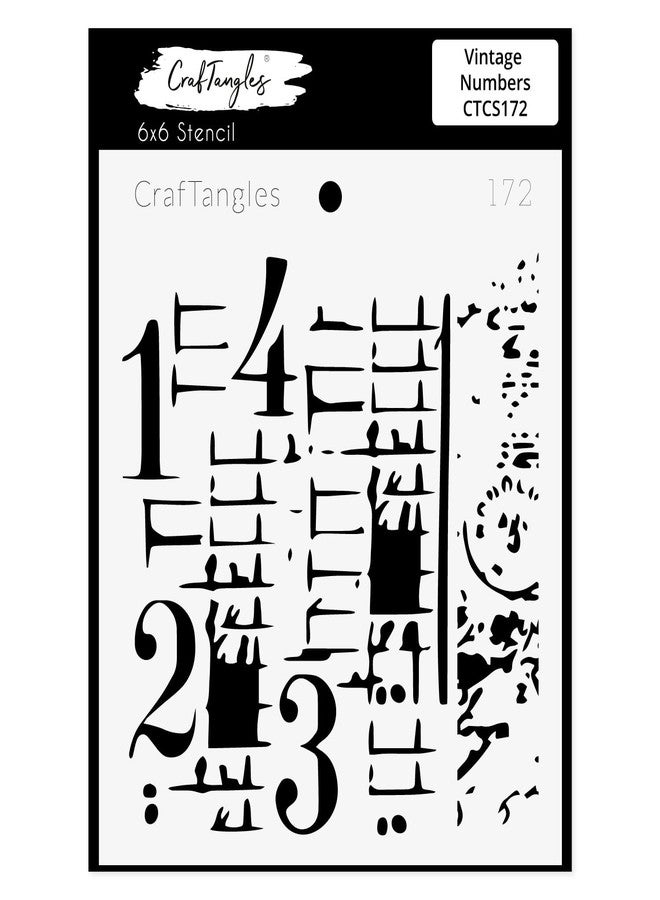 CrafTangles Art and Craft Stencil - Vintage Numbers, 6x6 inch, Reusable, Used for DIY Painting on Canvas, Fabric, Cloth, Paper, Glass, Furniture, Wall, Mixed Media and Decoupage, 1Pc, CTCS172