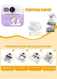 Garlo Kids Camera Instant Print, Camera for Kids with Printable Photos, Toddler Camera Toys for Children Ages 3-14, Digital Camera Birthday Gifts for Girls 4 5 6 7 8 9 10 11 12 13 Years Old (Purple)  - Image 5