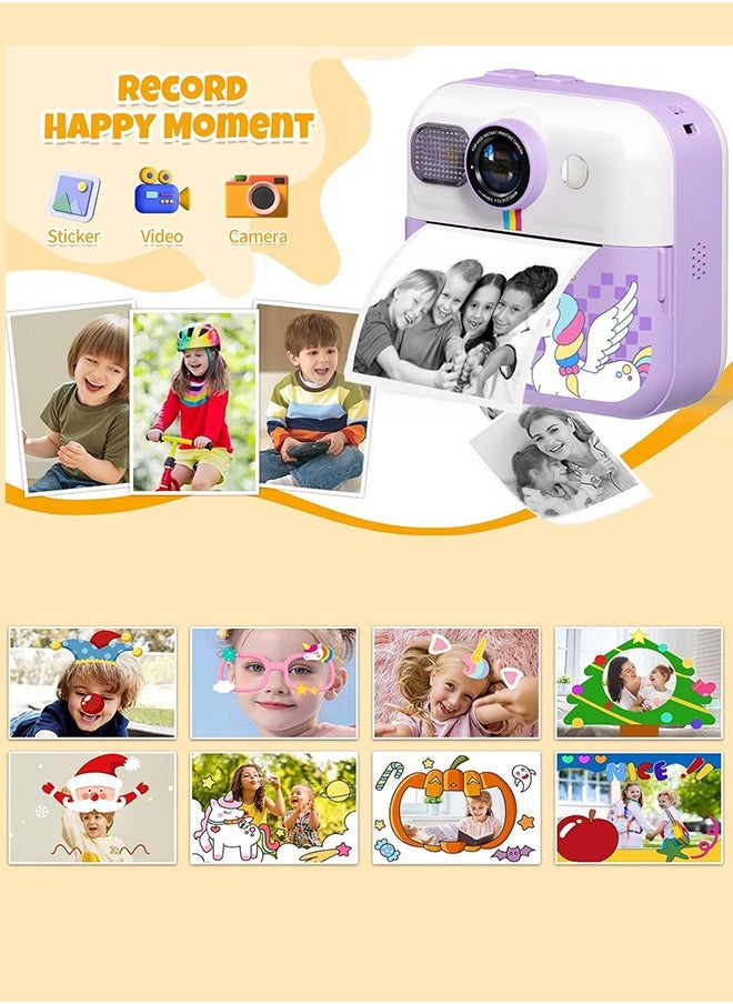 Garlo - Kids Camera Instant Print, Camera for Kids with Printable Photos, Toddler Camera Toys for Children Ages 3-14, Digital Camera Birthday Gifts for Girls 4 5 6 7 8 9 10 11 12 13 Years Old (Purple) - Image 1