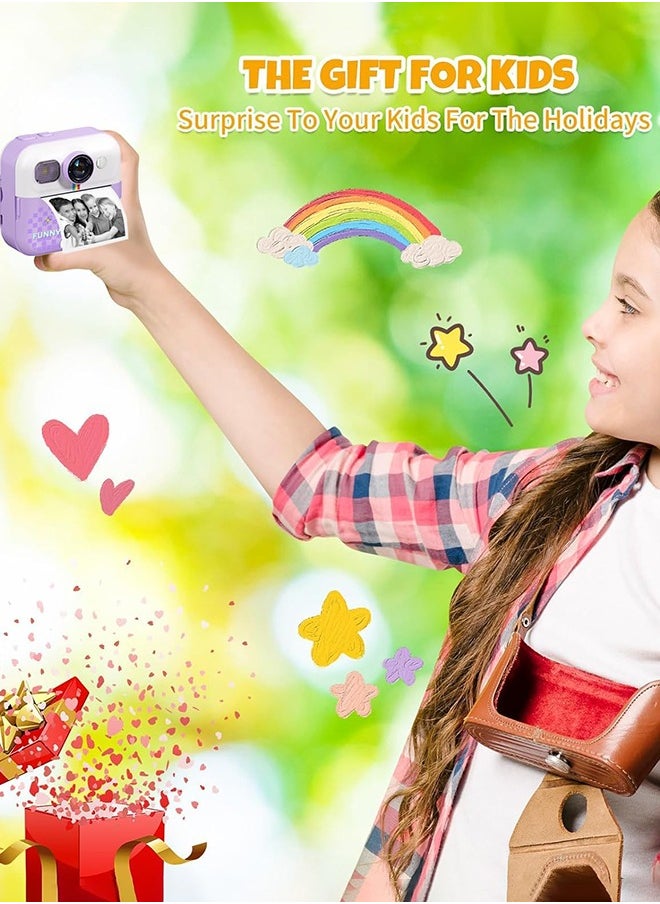 Garlo - Kids Camera Instant Print, Camera for Kids with Printable Photos, Toddler Camera Toys for Children Ages 3-14, Digital Camera Birthday Gifts for Girls 4 5 6 7 8 9 10 11 12 13 Years Old (Purple) - Image 1