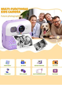 Garlo Kids Camera Instant Print, Camera for Kids with Printable Photos, Toddler Camera Toys for Children Ages 3-14, Digital Camera Birthday Gifts for Girls 4 5 6 7 8 9 10 11 12 13 Years Old (Purple)  - Image 2