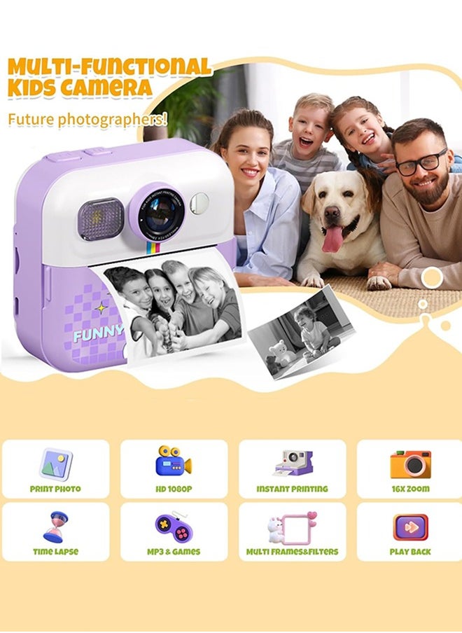 Garlo - Kids Camera Instant Print, Camera for Kids with Printable Photos, Toddler Camera Toys for Children Ages 3-14, Digital Camera Birthday Gifts for Girls 4 5 6 7 8 9 10 11 12 13 Years Old (Purple) - Image 1
