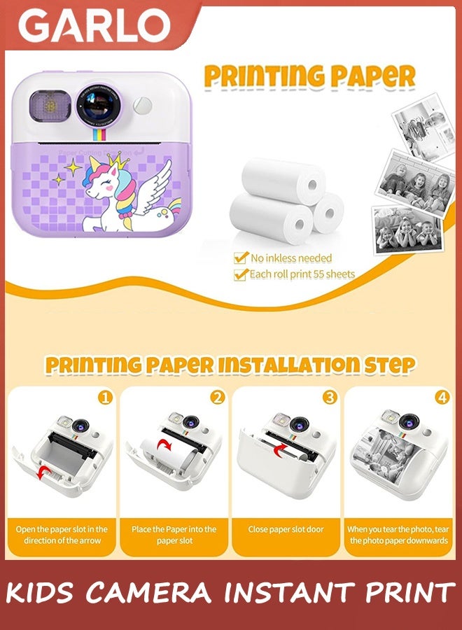 Garlo Kids Camera Instant Print, Camera for Kids with Printable Photos, Toddler Camera Toys for Children Ages 3-14, Digital Camera Birthday Gifts for Girls 4 5 6 7 8 9 10 11 12 13 Years Old (Purple) - Image 5