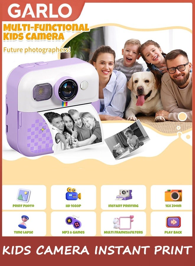 Garlo Kids Camera Instant Print, Camera for Kids with Printable Photos, Toddler Camera Toys for Children Ages 3-14, Digital Camera Birthday Gifts for Girls 4 5 6 7 8 9 10 11 12 13 Years Old (Purple) - Image 2