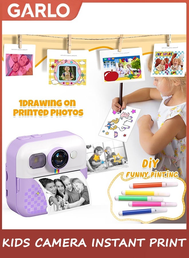 Garlo Kids Camera Instant Print, Camera for Kids with Printable Photos, Toddler Camera Toys for Children Ages 3-14, Digital Camera Birthday Gifts for Girls 4 5 6 7 8 9 10 11 12 13 Years Old (Purple) - Image 3