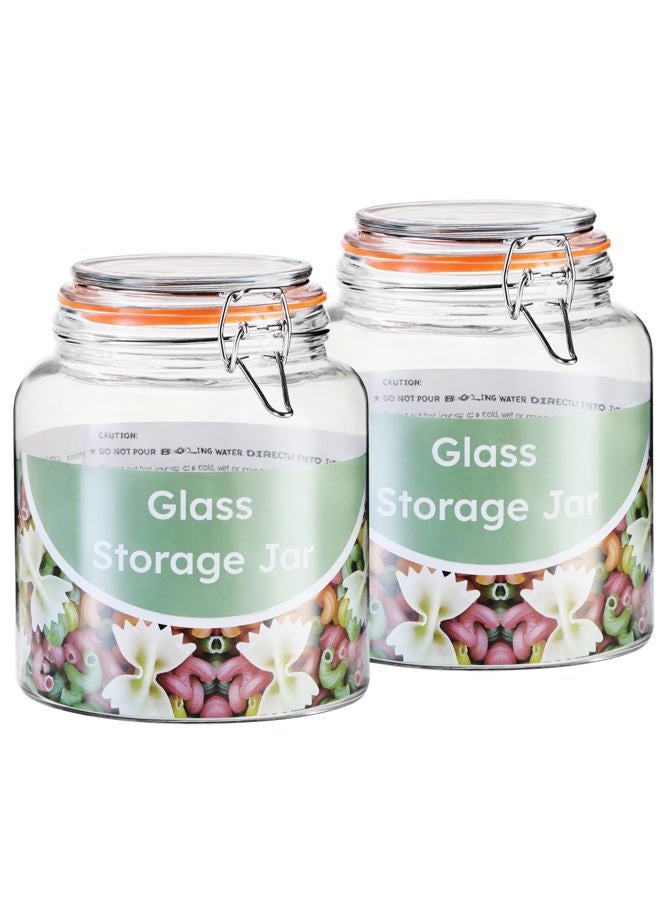 YARWELL 0.6 Gallon Glass Storage Jar with Lid, Wide Mouth Glass Canister for Storing Food in Pantry and Fermenting, Set of 2 - Image 1