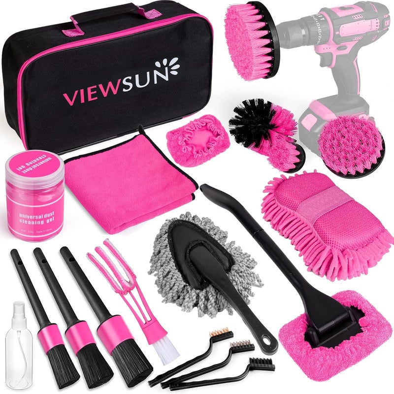 Viewsun 20-Piece Car Cleaning Kit with Drill Brushes and Accessories - Image 1