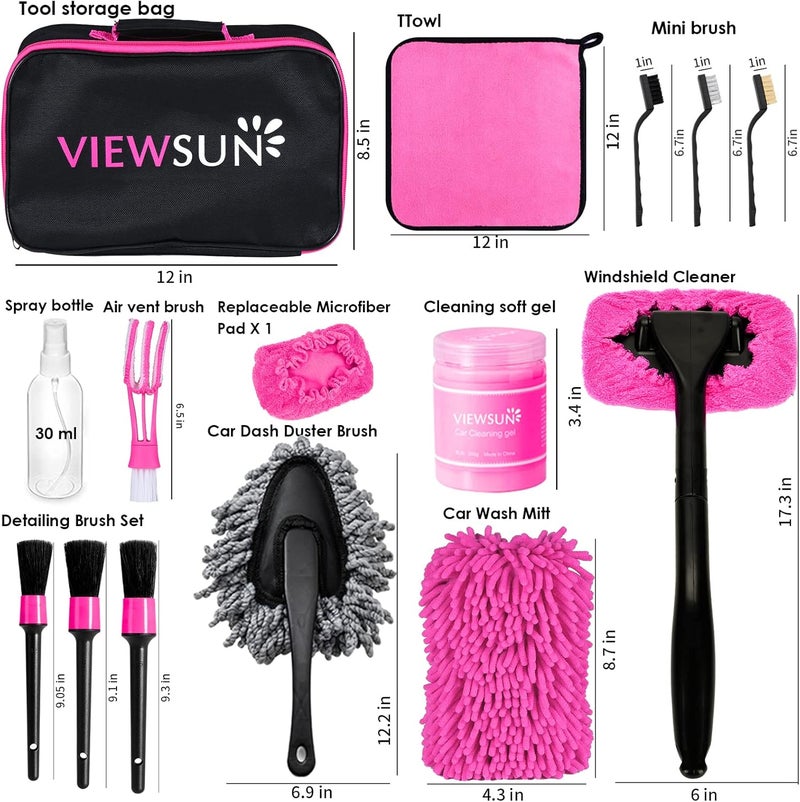 Viewsun 20-Piece Car Cleaning Kit with Drill Brushes and Accessories - Image 2