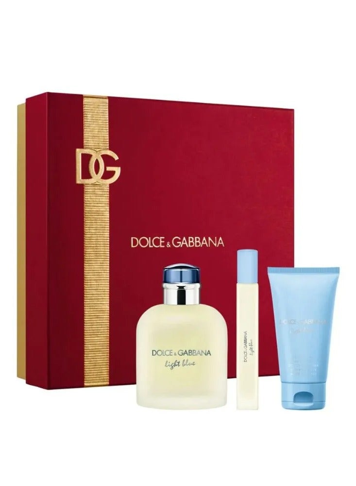 Dolce & Gabbana Light Blue Men's Eau de Toilette 125ml + Shower Gel 50ml + Travel Pack 10ml 125+10+50ml - Image 1