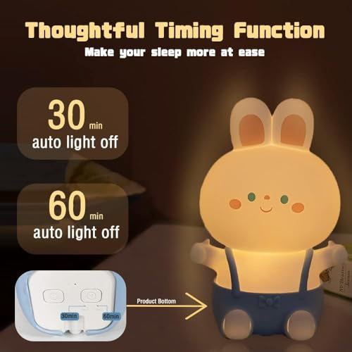 Desidiya® Small Bunny Rechargeable Silicone Night Lamp - Rabbit Night Lamp, Kids Night Light, Nursery Decor, Birthday Gift, Silicone LED Light - Image 3