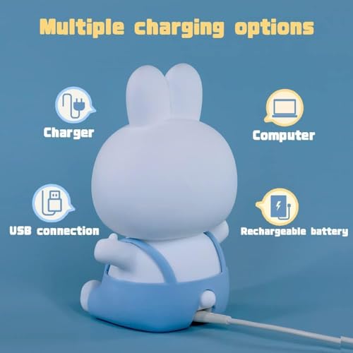 Desidiya® Small Bunny Rechargeable Silicone Night Lamp - Rabbit Night Lamp, Kids Night Light, Nursery Decor, Birthday Gift, Silicone LED Light - Image 5