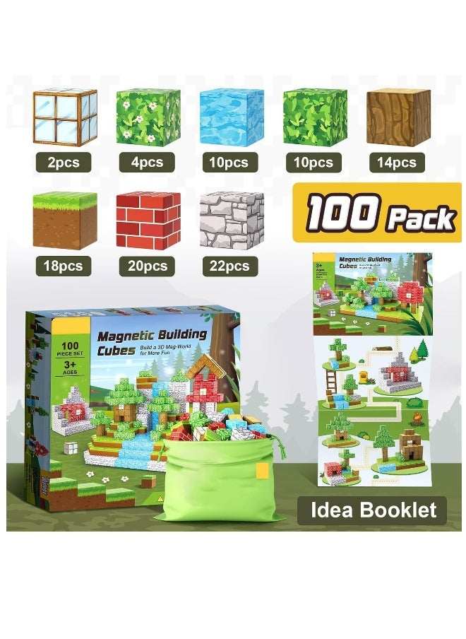 100PCS Magnetic Blocks-Build Mine Magnet World Set, Magnetic Blocks Building Toys, Magnetic Tiles Building Blocks Toddler Toys, STEM Sensory Outdoor Toys, Magnet Toys for Boysu0026Girls Ages 5-7  - Image 2