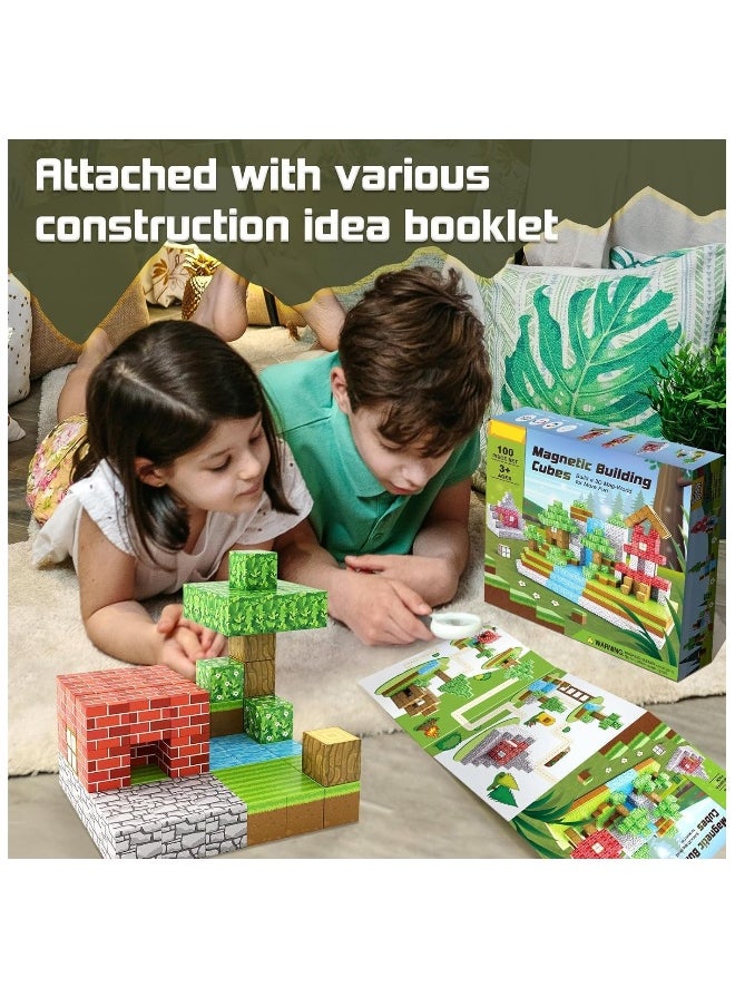 100PCS Magnetic Blocks-Build Mine Magnet World Set, Magnetic Blocks Building Toys, Magnetic Tiles Building Blocks Toddler Toys, STEM Sensory Outdoor Toys, Magnet Toys for Boysu0026Girls Ages 5-7  - Image 4