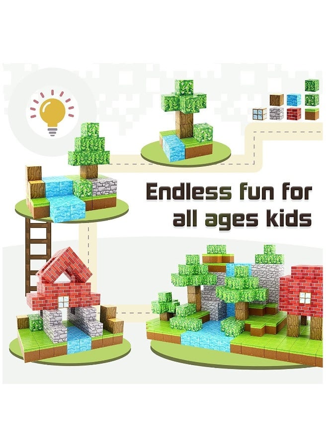 100PCS Magnetic Blocks-Build Mine Magnet World Set, Magnetic Blocks Building Toys, Magnetic Tiles Building Blocks Toddler Toys, STEM Sensory Outdoor Toys, Magnet Toys for Boysu0026Girls Ages 5-7