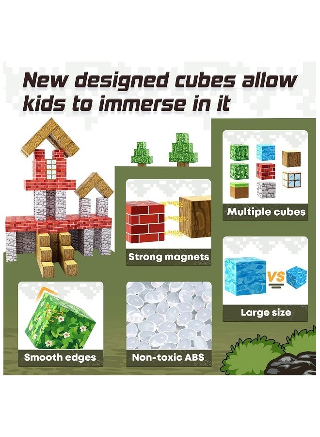 100PCS Magnetic Blocks-Build Mine Magnet World Set, Magnetic Blocks Building Toys, Magnetic Tiles Building Blocks Toddler Toys, STEM Sensory Outdoor Toys, Magnet Toys for Boysu0026Girls Ages 5-7