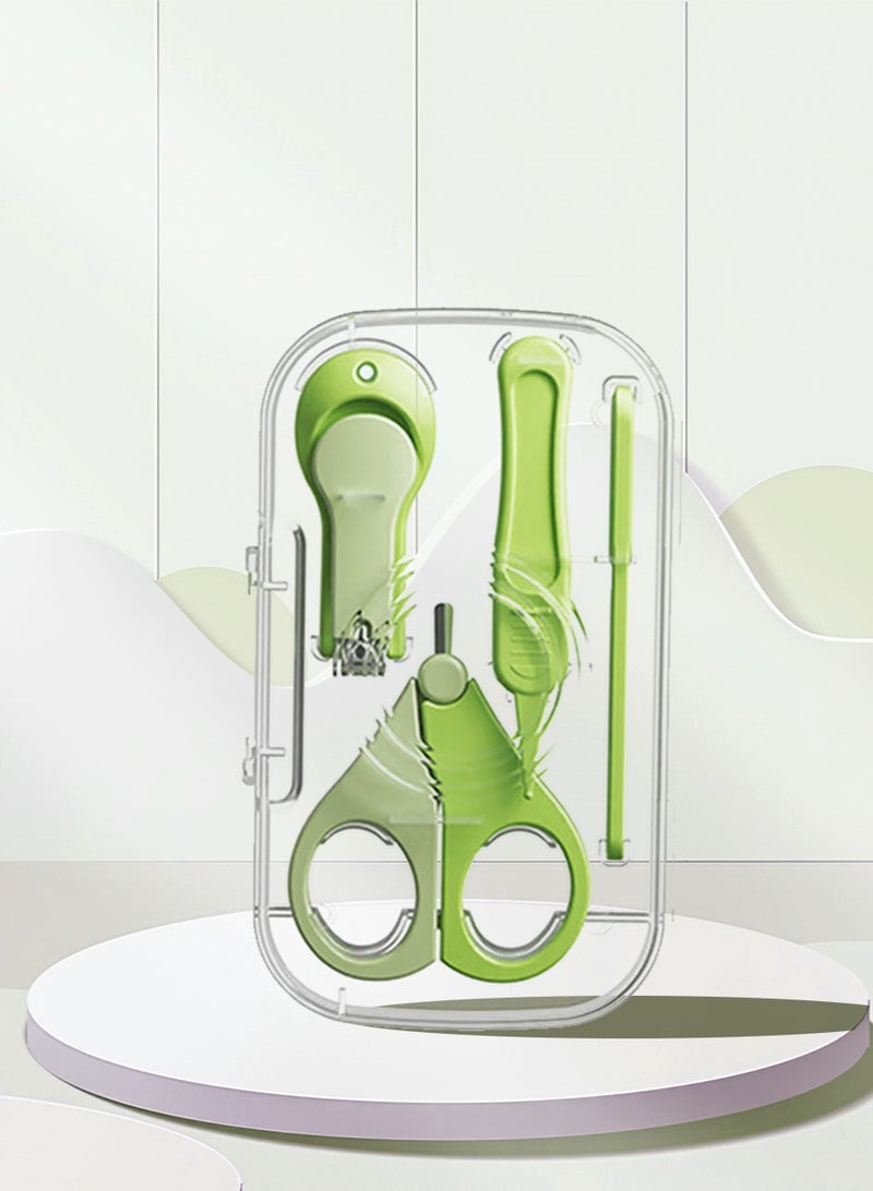 إكس ليفيل مجموعة من 4 مجموعات العناية بالطفل ، مع مسمار كليبرز ، الملقط ، مقص ، مسمار الملف ، محمولة على الرعاية اليومية الأساسية للأطفال الرضع حمام أداة ، الأخضر - Image 1