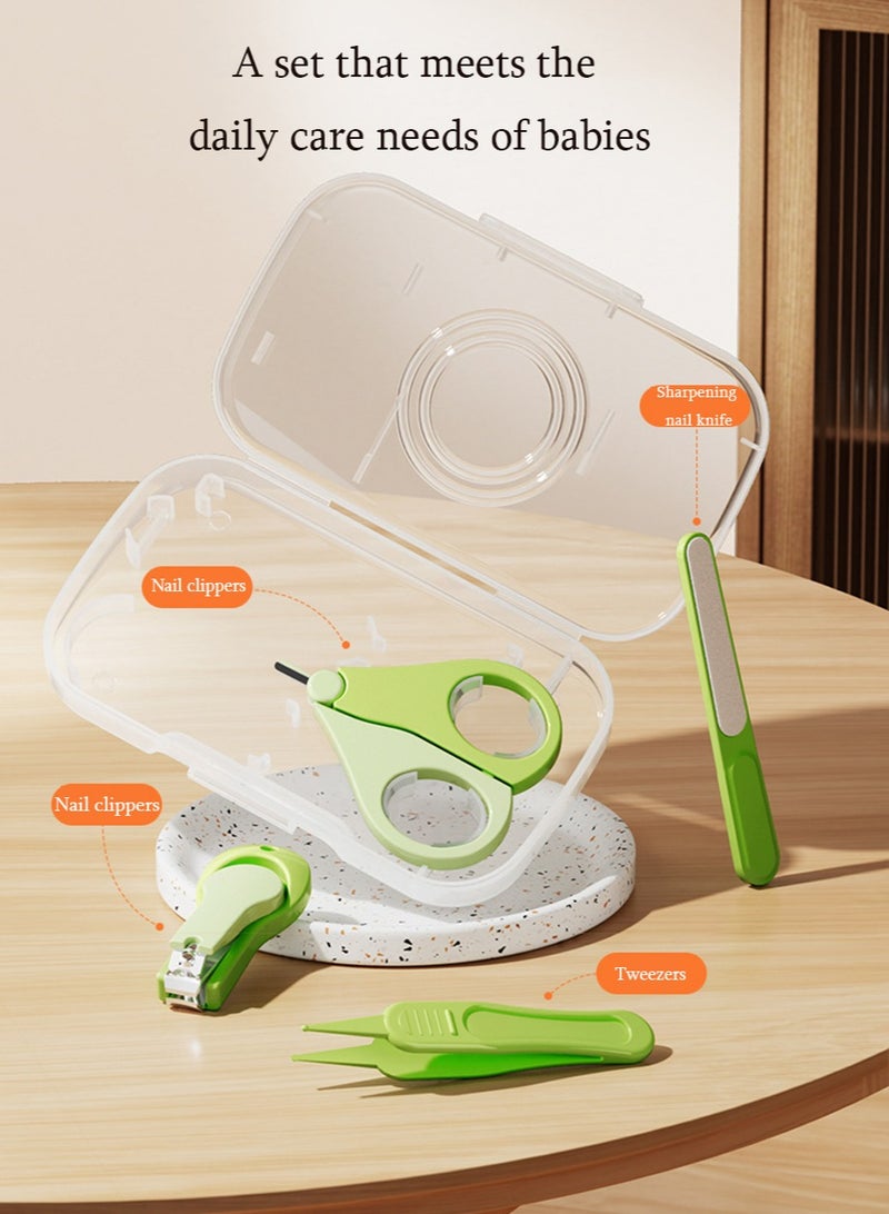 إكس ليفيل مجموعة من 4 مجموعات العناية بالطفل ، مع مسمار كليبرز ، الملقط ، مقص ، مسمار الملف ، محمولة على الرعاية اليومية الأساسية للأطفال الرضع حمام أداة ، الأخضر - Image 3