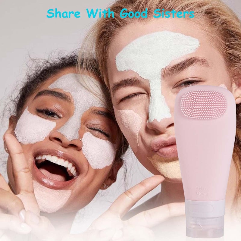 M'AYCREATE MAYCREATE® Silicone Travel Bottles Set 3-Pack (90ml) with Built-In Face Brush, Leakproof Refillable Toiletry Containers for Shampoo, Lotion, Skincare & Perfume, Airline Carry-On Approved - Image 5