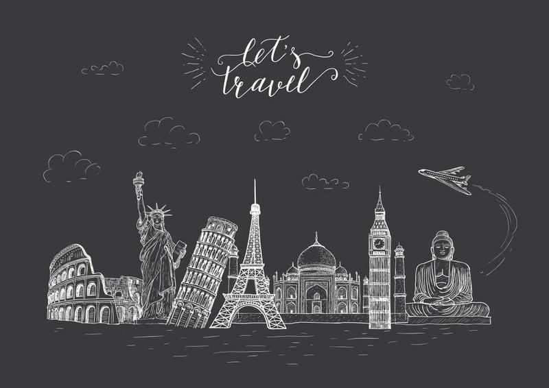5 Ace let's travel black |Motivational quotes|Inspirational quotes|Gym Poster| wall sticker paper poster(size:12x18 inch),multicolor - Image 1