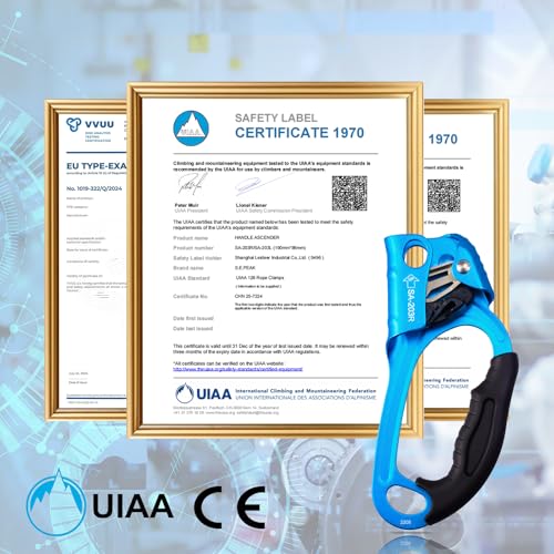 S.E.PEAK SEPEAK UIAA CE Certified Climbing Rappelling Equip Hand Ascender for 813mm Rope Right Hand Blue - Image 3