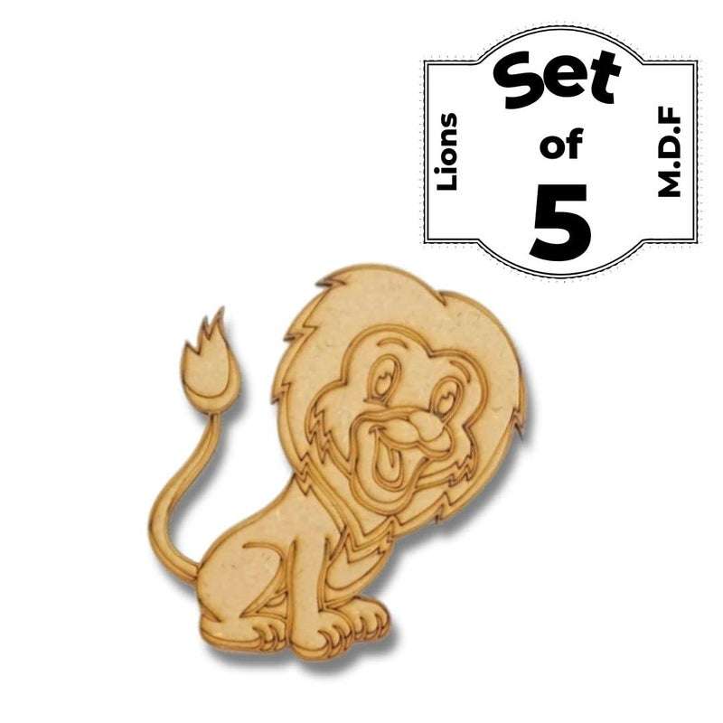 Little Things Cute, MDF Cutouts, Premarked MDF Base, Pre Marked Lion Cutout, Set of 5 for MDF Plains, Magnets, Resin Art Work & Decoration, Craft Activities for Kids Workshop, DIY Lion Cutout - Image 5