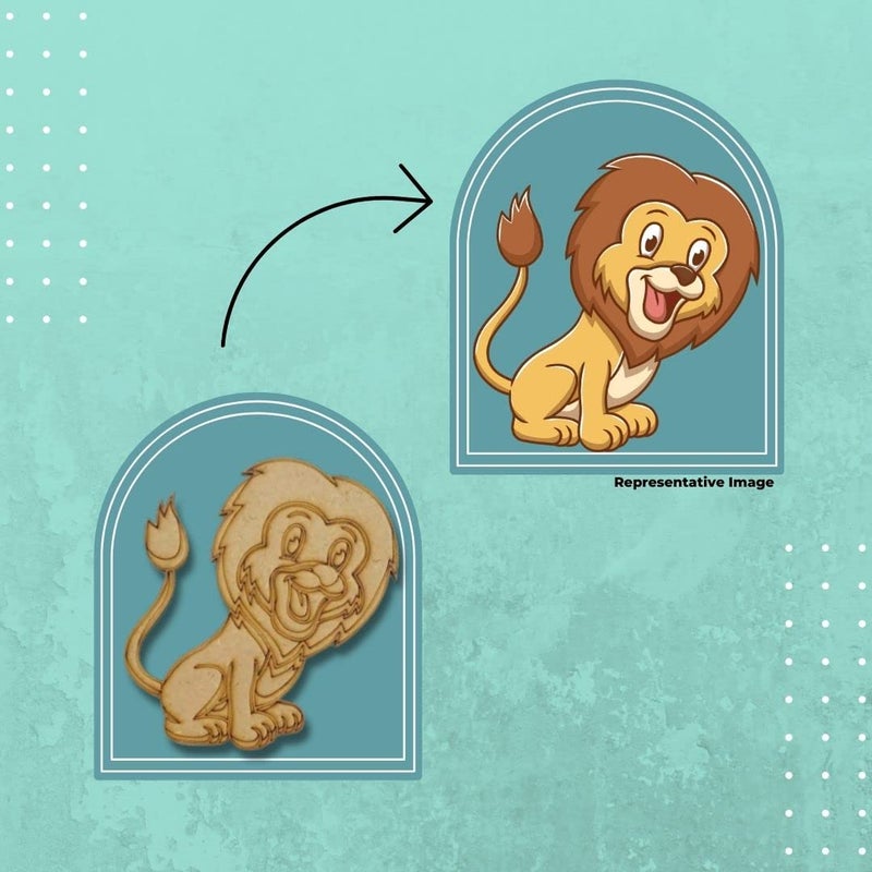 Little Things Cute, MDF Cutouts, Premarked MDF Base, Pre Marked Lion Cutout, Set of 5 for MDF Plains, Magnets, Resin Art Work & Decoration, Craft Activities for Kids Workshop, DIY Lion Cutout - Image 2