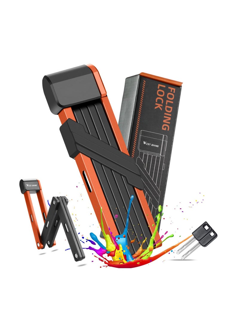 Captaintech Folding Bike Lock, Compact Bicycle Lock with 2 Keys, 2.6 FT Heavy Duty Anti Theft Bike Foldable Locks, Bicycle Security Chain Lock with Mounting Bracket for Electric Scooter Bikes - Image 1