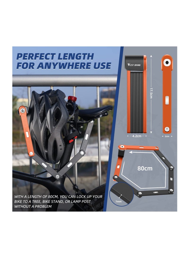 Captaintech Folding Bike Lock, Compact Bicycle Lock with 2 Keys, 2.6 FT Heavy Duty Anti Theft Bike Foldable Locks, Bicycle Security Chain Lock with Mounting Bracket for Electric Scooter Bikes - Image 3